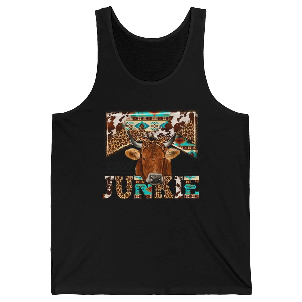 Retro Leopard Bandana Cow Junkie Western Country Farm Animal Unisex Jersey Tank