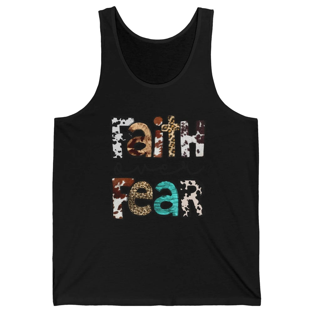 Leopard Faith Over Fear Cowboy Western Country Christian Unisex Jersey Tank