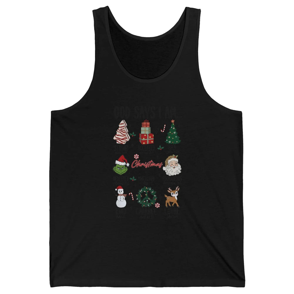 Retro Christmas God Says I Am Bible Verse Religious Boy Girl Unisex Jersey Tank