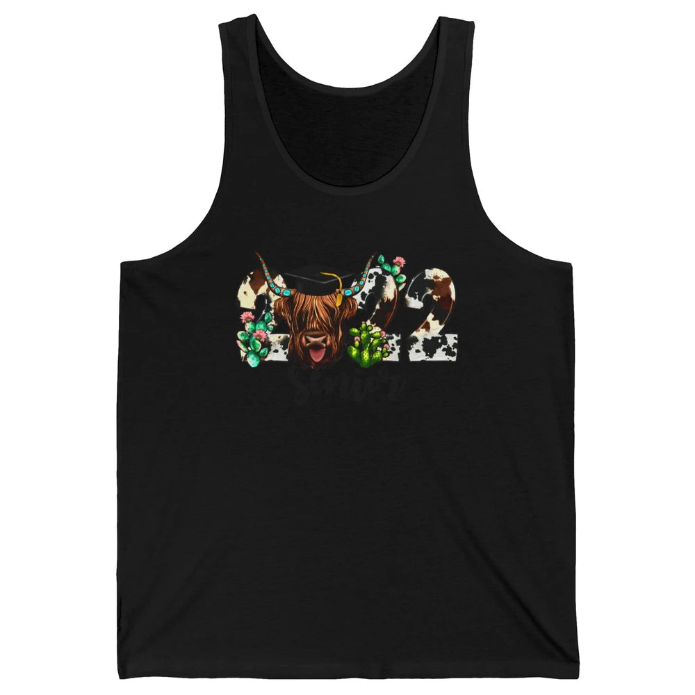 Senior 2022 Highland Cow Western Heifer Graduation 2022 Gift Unisex Jersey Tank