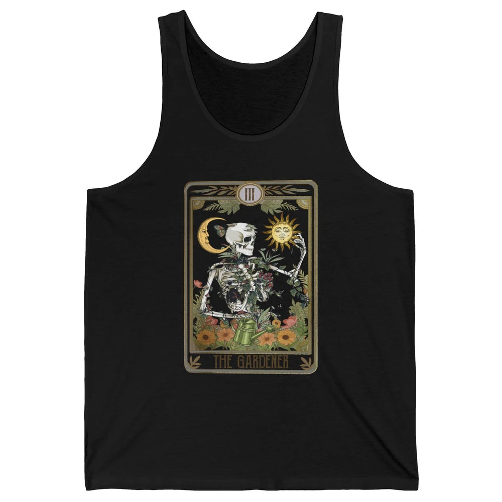 Floral Skeleton Gardening Tarot The Gardener Plant Lovers Unisex Jersey Tank