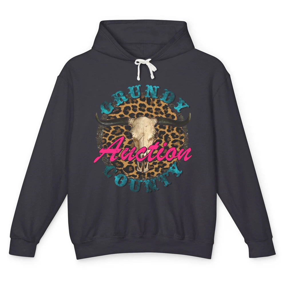 Leopard Grundy County Auction Bull Skull Western Country Unisex Lightweight Hoodie