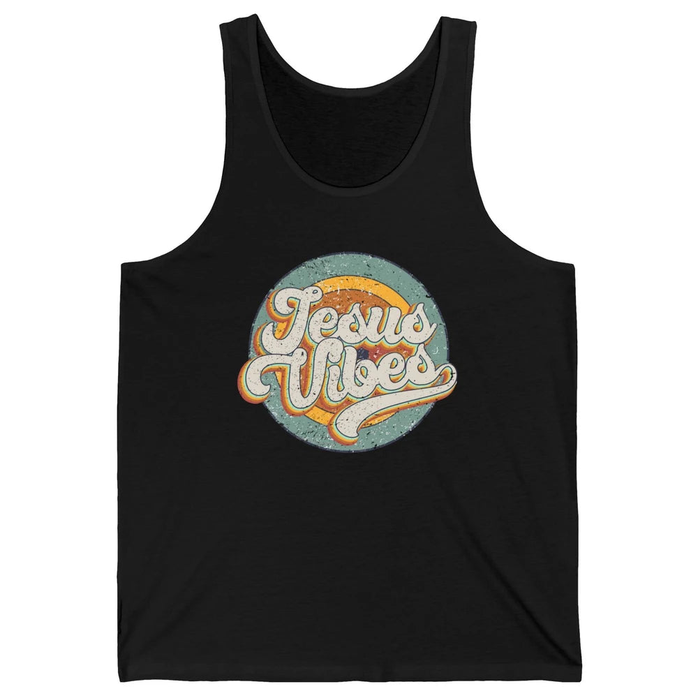 Retro Rainbow Jesus Vibes Bible Verse Christian Religious Unisex Jersey Tank