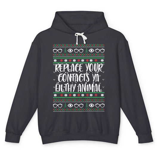 Optometry Christmas Tree Eyeglasses Replace Ya Contacts Ugly Unisex Lightweight Hoodie