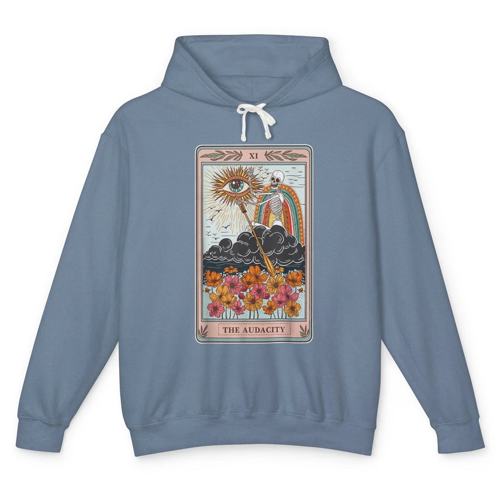 Tarot Card The Audacity Skeleton Mystical Eye Aesthetic Goth Unisex Lightweight Hoodie