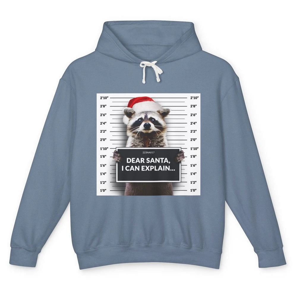 Funny Dear Santa I Can Explain Raccoon Xmas Merry Christmas Unisex Lightweight Hoodie