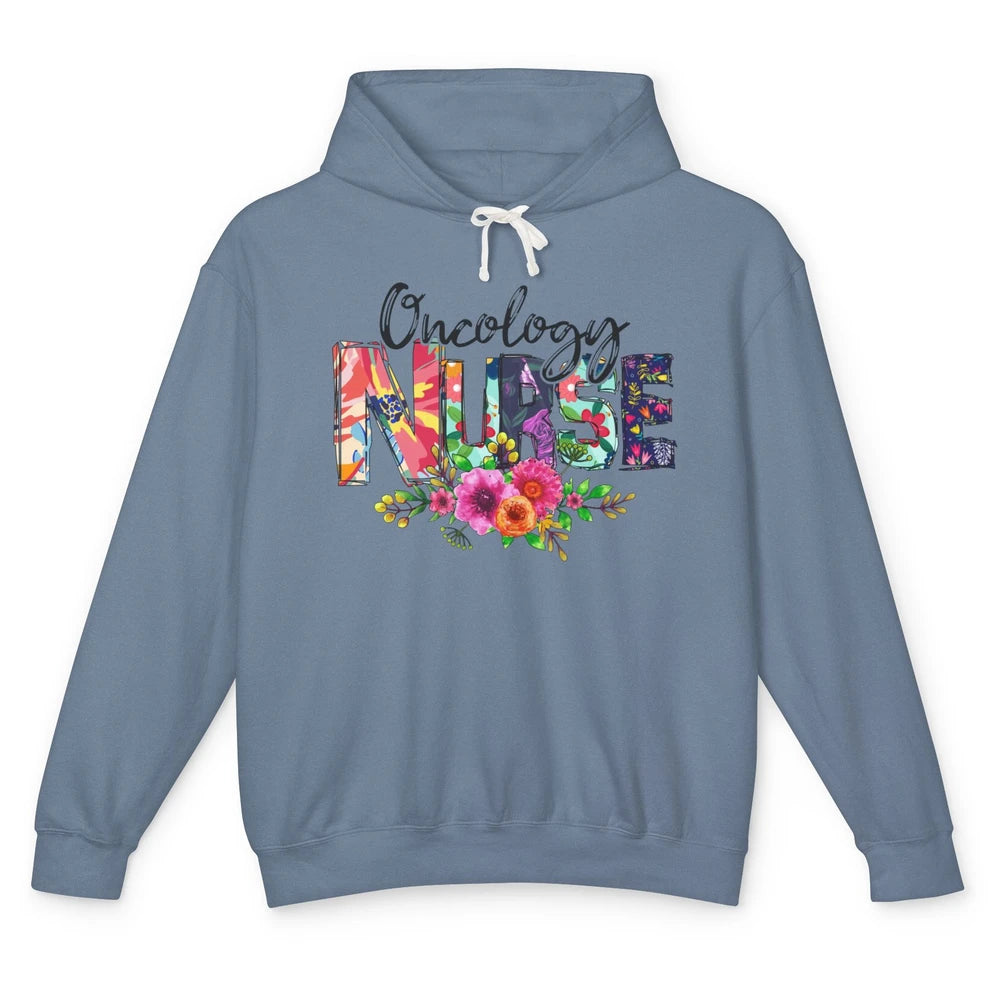Oncology Nurse With Flowers Nurse Life Proud Oncology Nurse Unisex Lightweight Hoodie