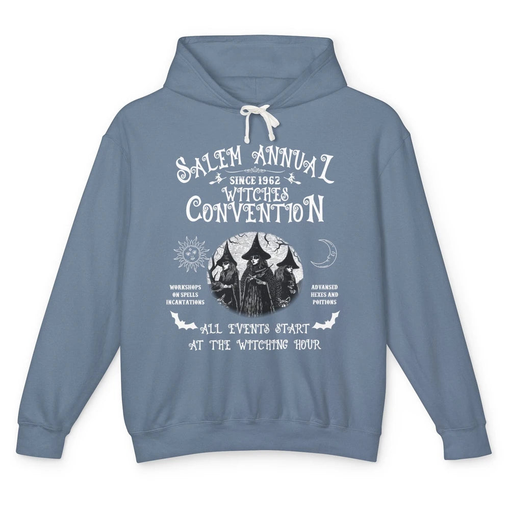 Retro Salem Annual Witches Convention Halloween Witch Magic Unisex Lightweight Hoodie