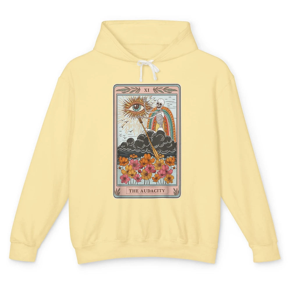 Tarot Card The Audacity Skeleton Mystical Eye Aesthetic Goth Unisex Lightweight Hoodie