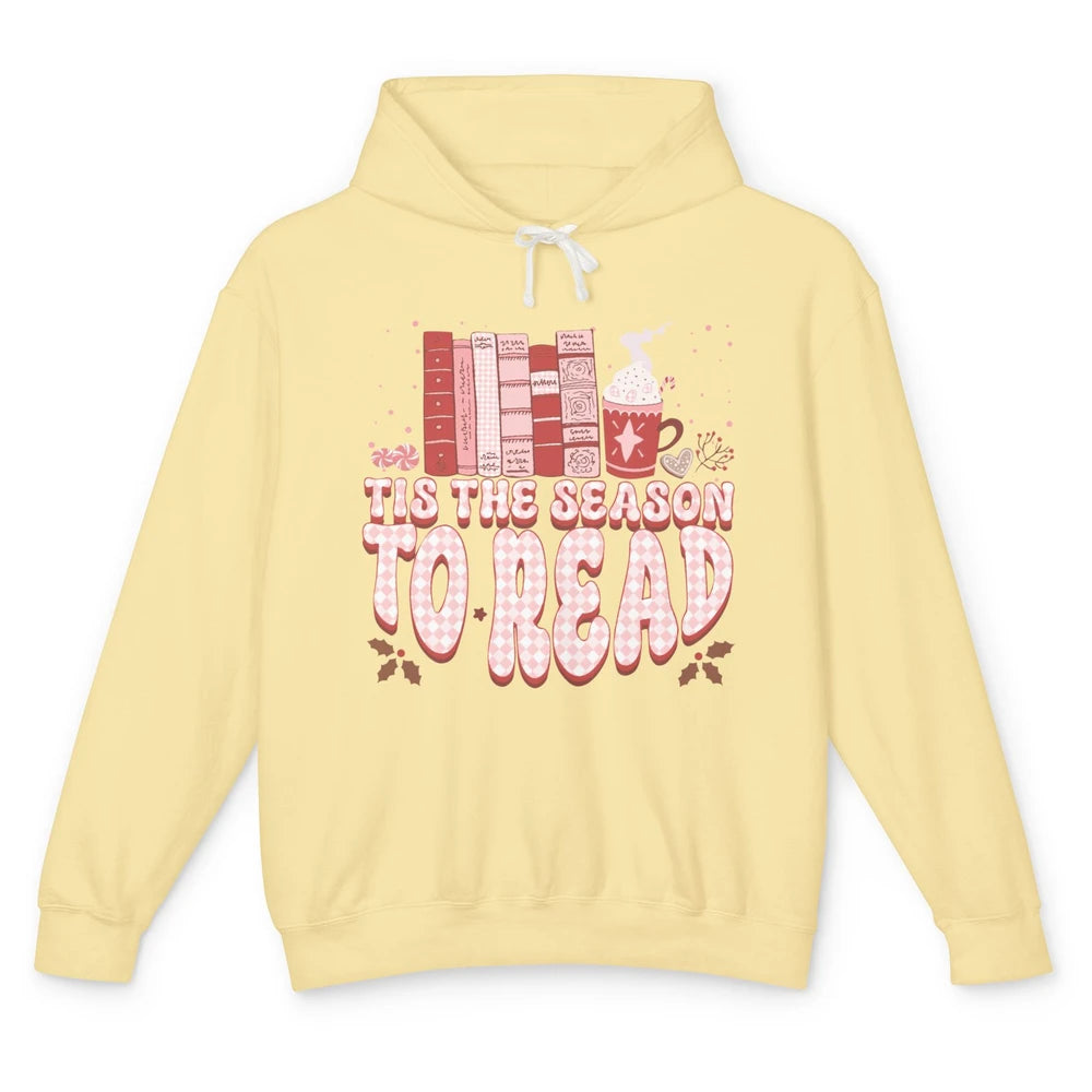 Tis The Season To Read Retro Christmas Book Reader Book Nerd Unisex Lightweight Hoodie