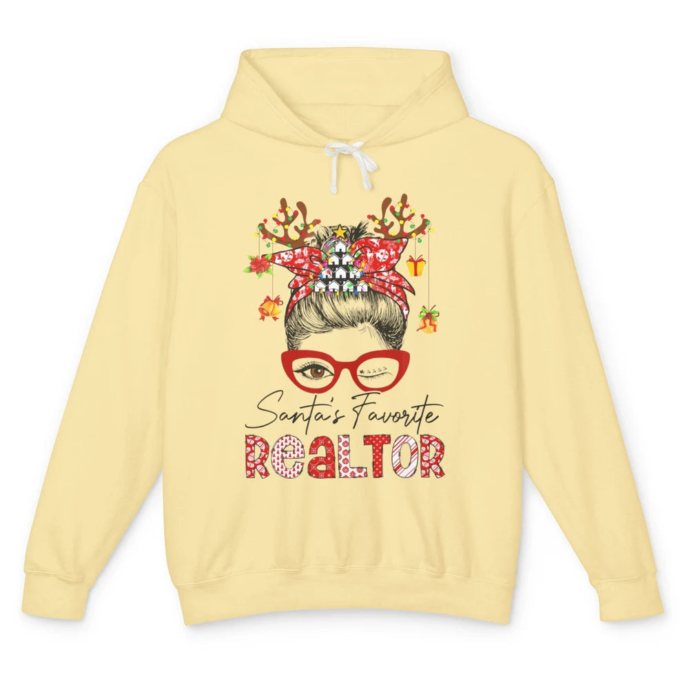 Merry Christmas Xmas Santa Messy Hair Realtor Real Estate Unisex Lightweight Hoodie