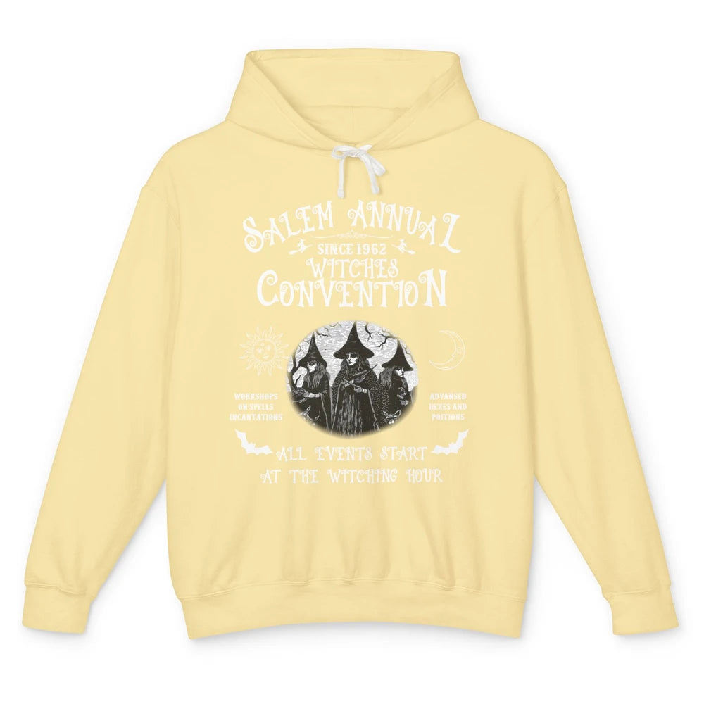 Retro Salem Annual Witches Convention Halloween Witch Magic Unisex Lightweight Hoodie