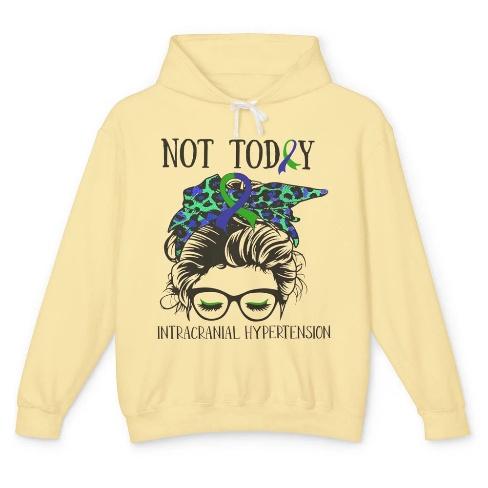 Not Today Intracranial Hypertension Leopard Messy Bun Mom Unisex Lightweight Hoodie