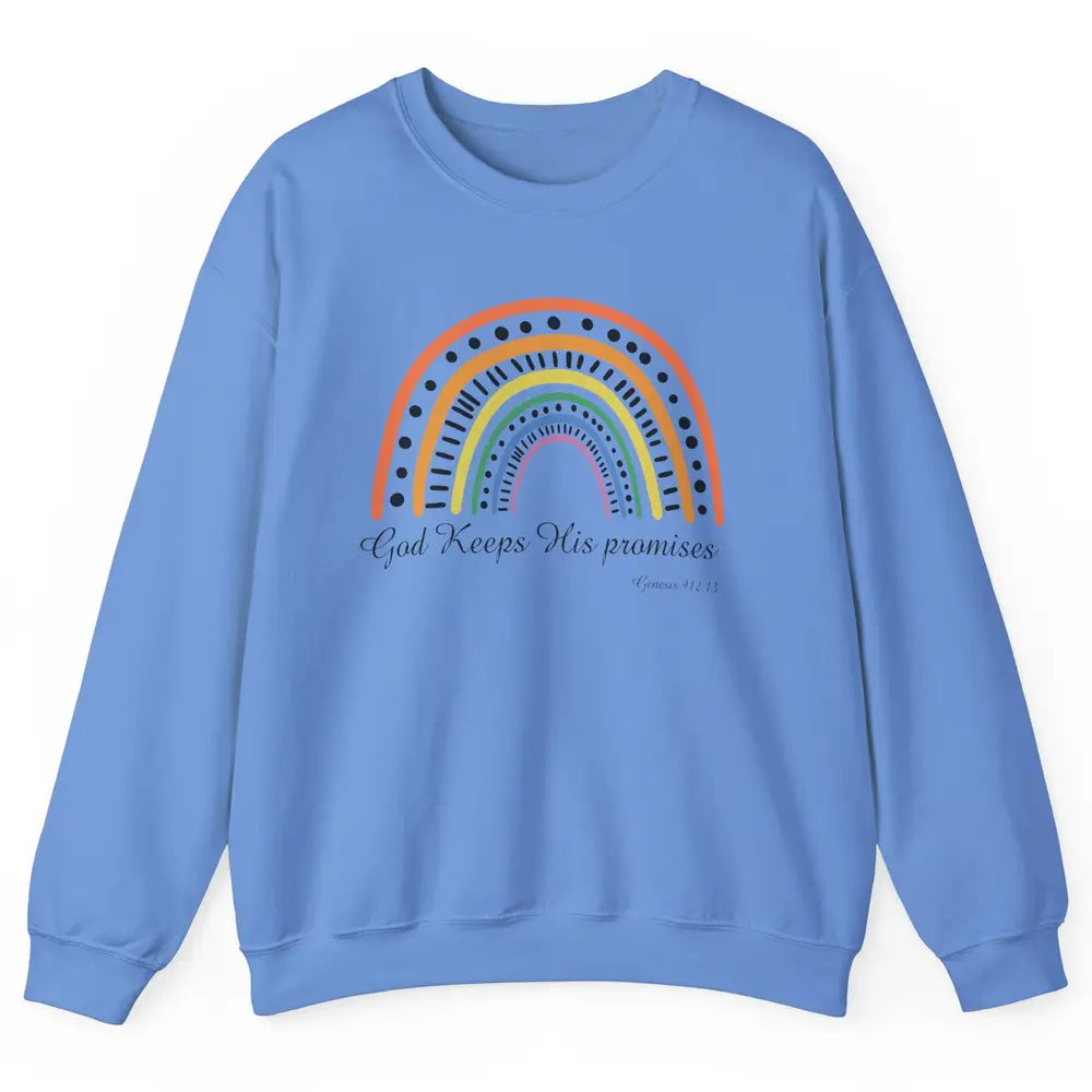 Retro Rainbow God Keeps His Promises Christian Religious Unisex Crewneck Sweatshirt