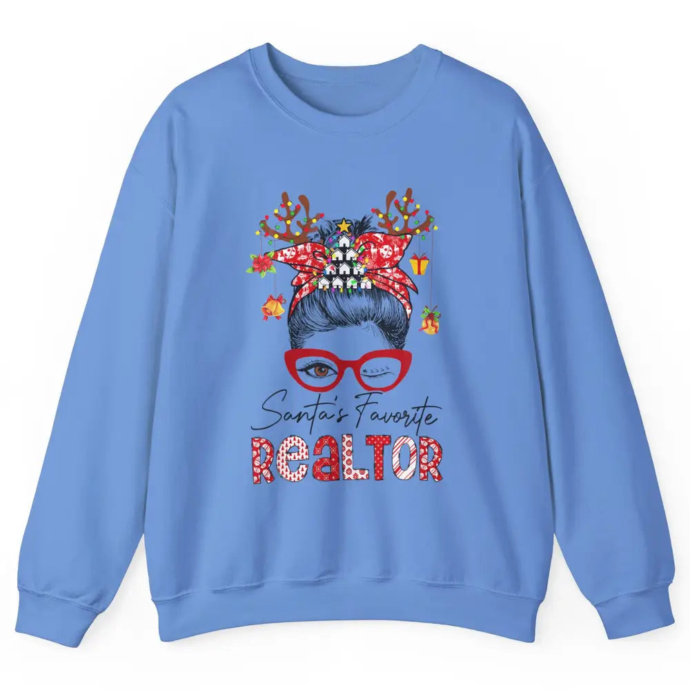 Merry Christmas Xmas Santa Messy Hair Realtor Real Estate Unisex Crewneck Sweatshirt