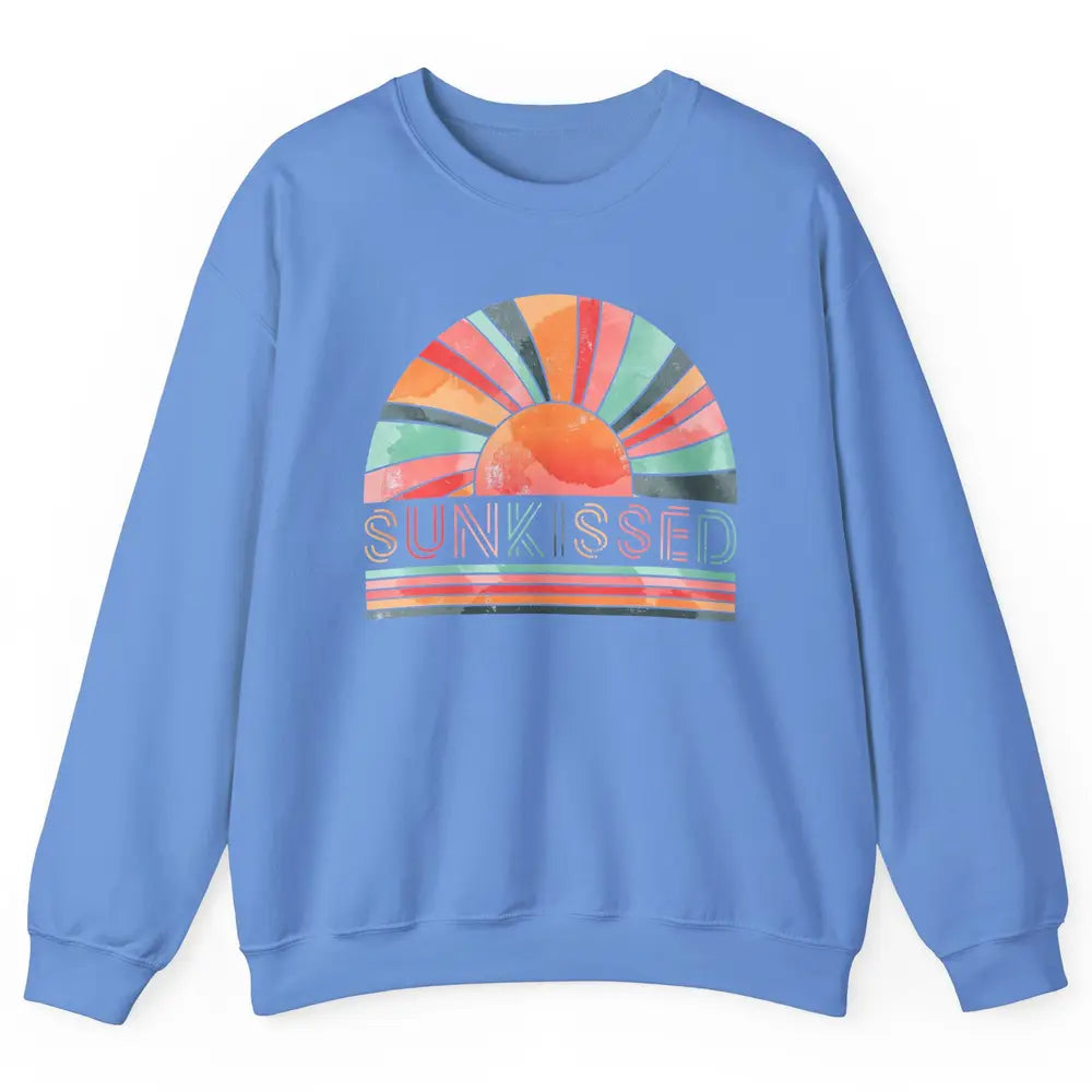 Retro Rainbow Sunkissed Summer Beach Life Vintage Boho Unisex Crewneck Sweatshirt