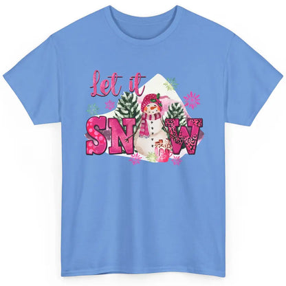 Retro Pink Christmas Snowman Let It Snow Winter Cozy Season Classic Unisex T-Shirt