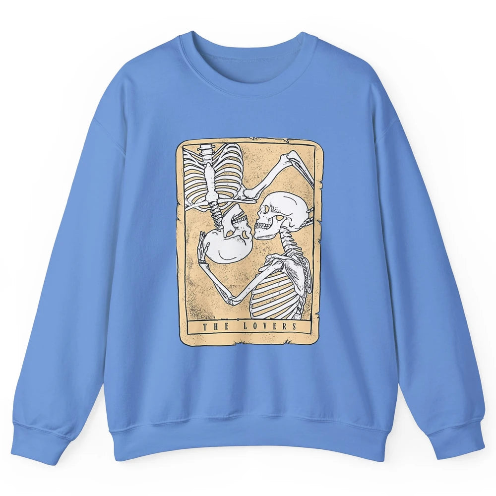 Tarot Card The Lovers Skeleton Couple Funny Skull Vintage Astrology Gothic Happy Valentine's Day Unisex Crewneck Sweatshirt
