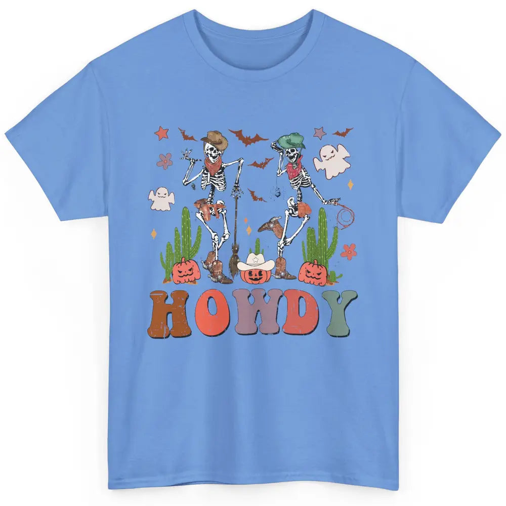 Retro Skeleton Cowboy Dancing Howdy Halloween Western Fall Classic Unisex T-Shirt