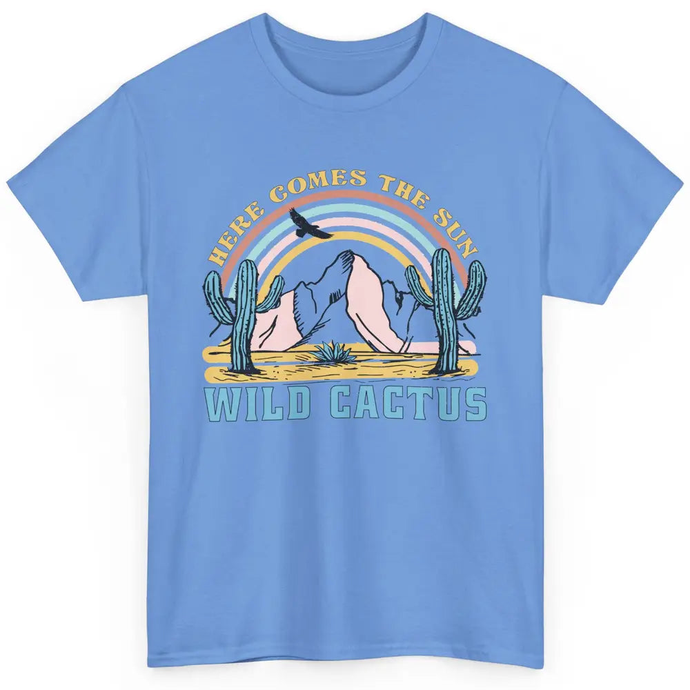 Retro Rainbow Here Come The Sun Wild cactus Desert Western Classic Unisex T-Shirt