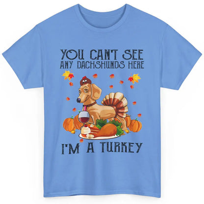 Funny Dachshund I'm A Turkey Happy Thanksgiving Fall Pumpkin Classic Unisex T-Shirt