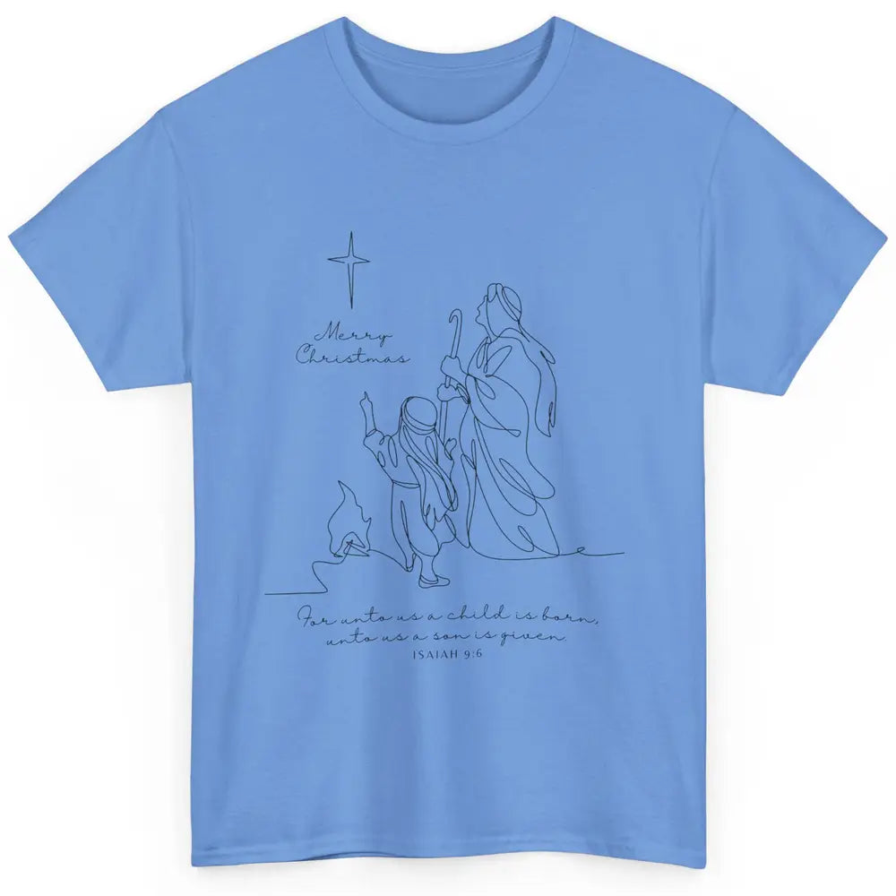 Merry Christmas Unto Us Child Is Born Christian Bible Verse Classic Unisex T-Shirt