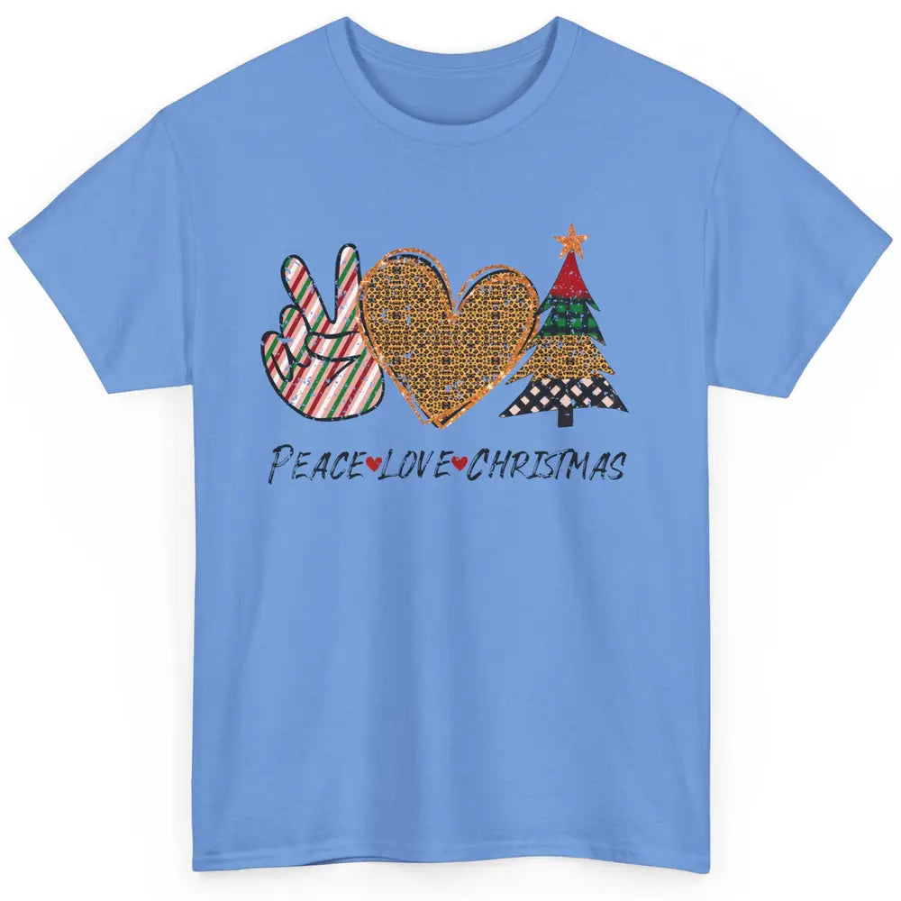Peace Love Christmas Leopard Merry Christmas Vintage Retro Classic Unisex T-Shirt