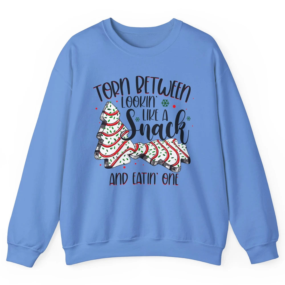 Christmas Tree Cake Torn Between Look Like a Snack Eat One Unisex Crewneck Sweatshirt