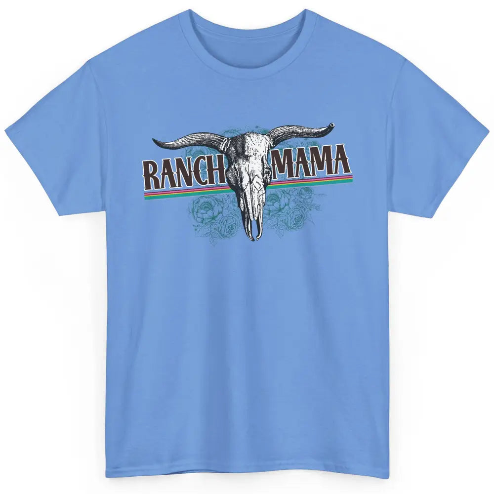 Retro Ranch Mama Highland Cow Skull Western Country Cowboy Classic Unisex T-Shirt