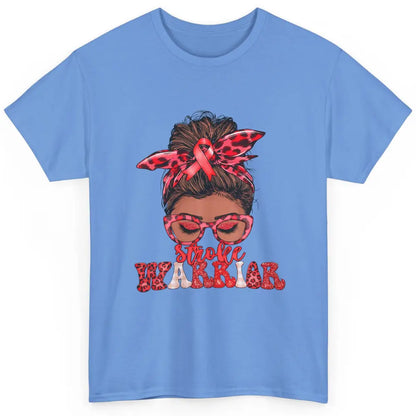 Afro Messy Hair Bun Black Women Warrior Red Stroke Awareness Classic Unisex T-Shirt