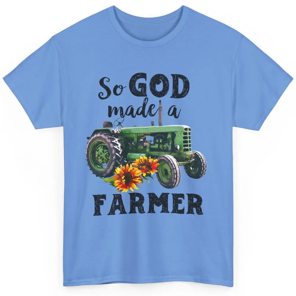 Vintage Retro Tractor God Made A Farmer Proud Farmer Farming Classic Unisex T-Shirt