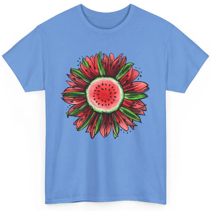Watermelon Sunflower Summer Peace Love Watermelon Lover Gift Classic Unisex T-Shirt