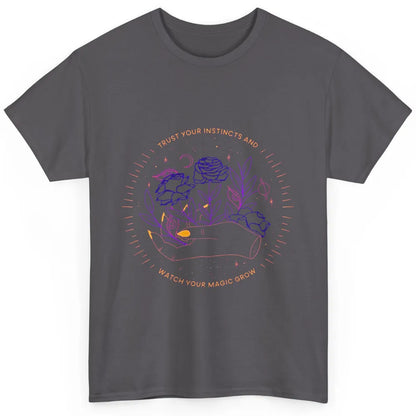 Watch Magic Grow Mystical Moon Witchy Hand Floral Rose Goth Classic Unisex T-Shirt
