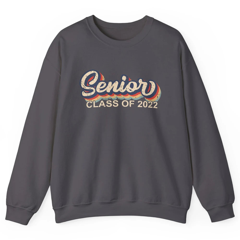 Vintage Retro Senior 2022 Graduation Class Of 2021 Men Women Unisex Crewneck Sweatshirt