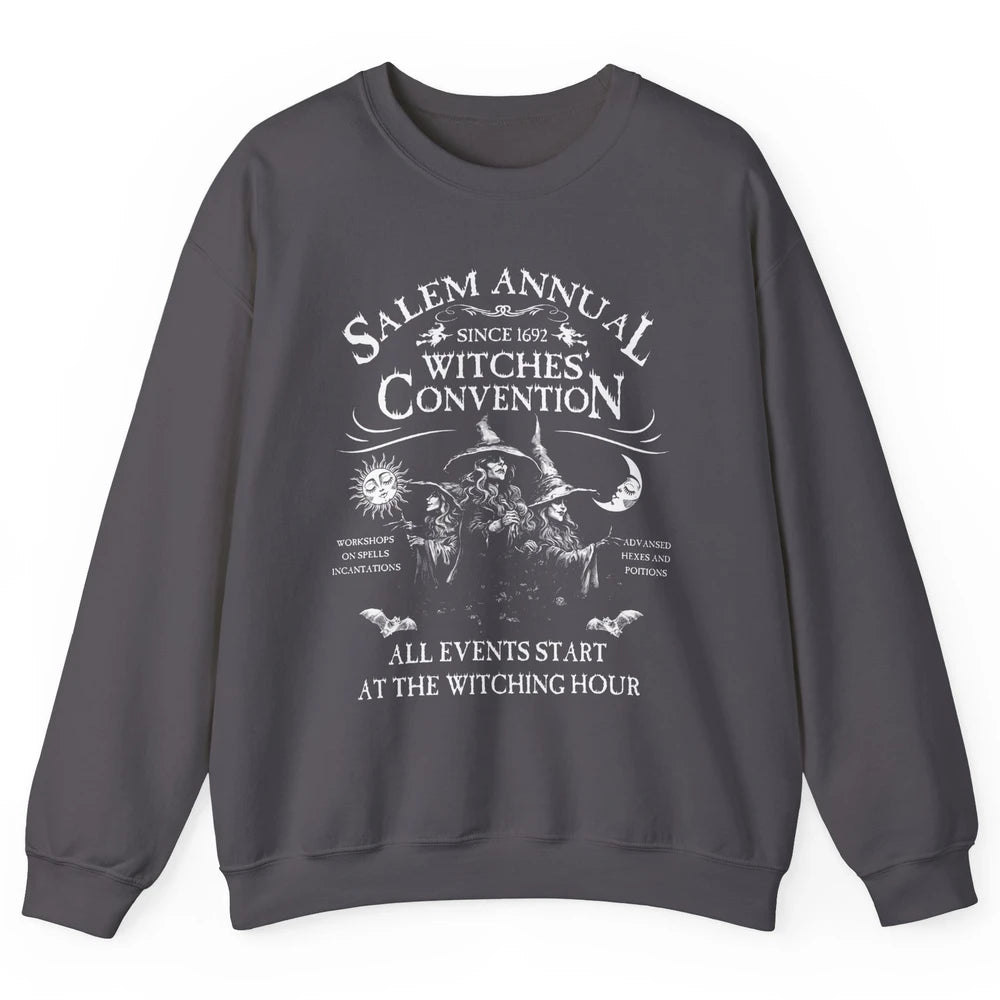 Retro Salem Annual Witches Convention Halloween Witch Magic Unisex Crewneck Sweatshirt