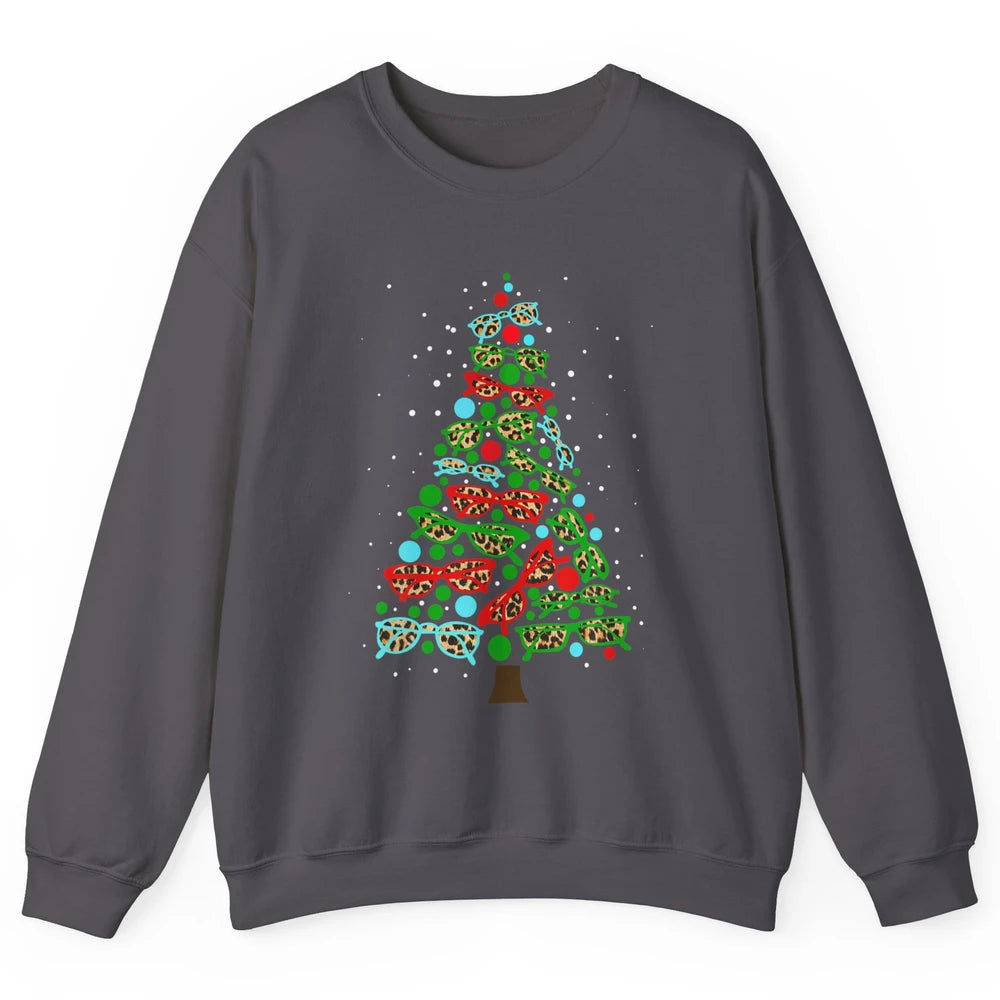 Optician Christmas Funny Xmas Tree Eyeglasses Optometrist Unisex Crewneck Sweatshirt