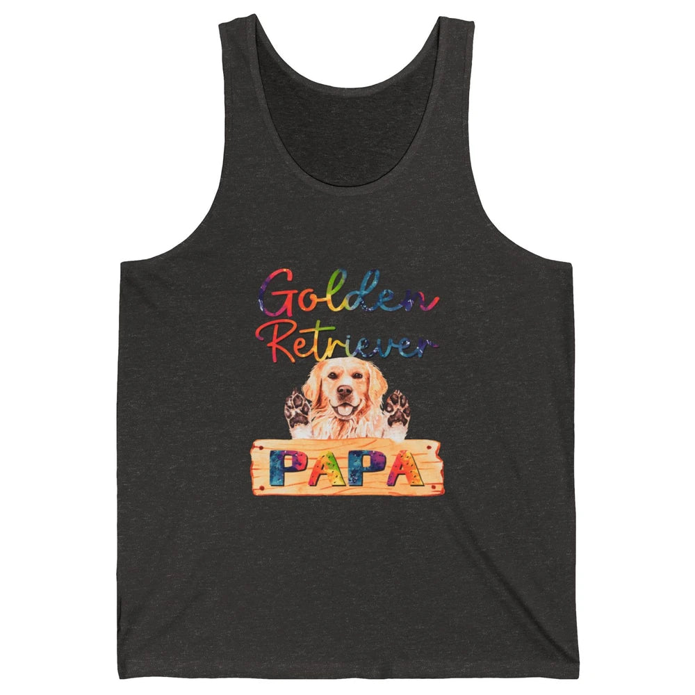 Colorful Golden Retriever Dog Papa Cute Puppy Father Dad Unisex Jersey Tank