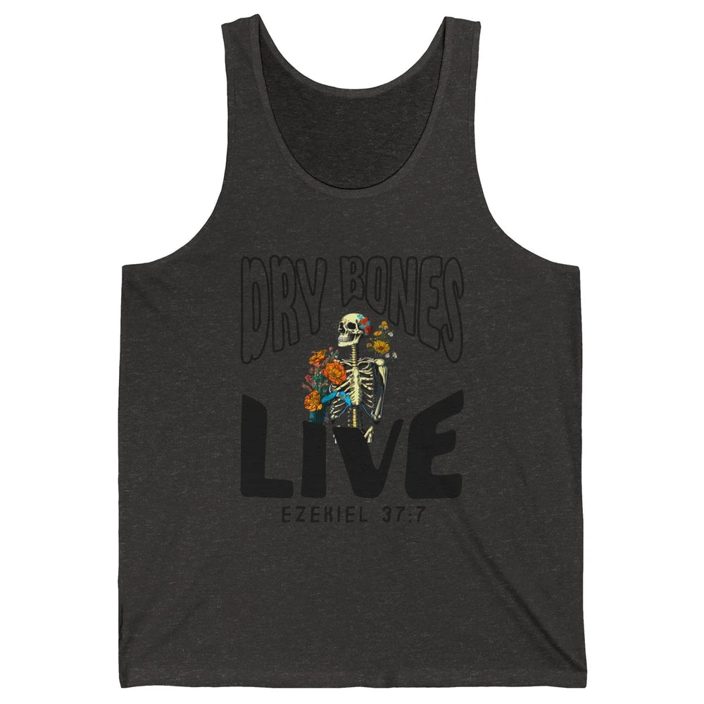 Floral Skeleton Dry Bones Come Alive Christian Halloween Unisex Jersey Tank