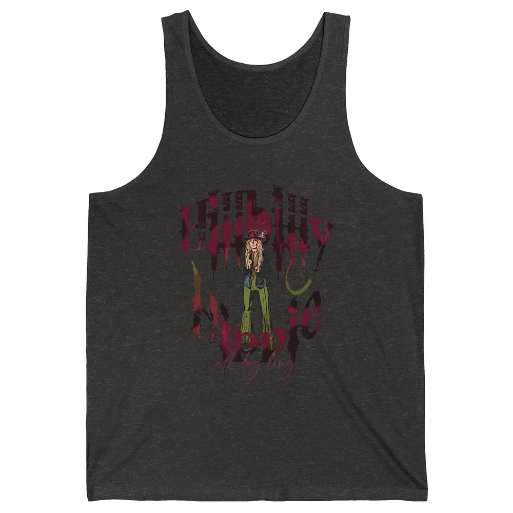 Retro Cowgirl Hillbilly Hippie All Day Long Western Country Unisex Jersey Tank