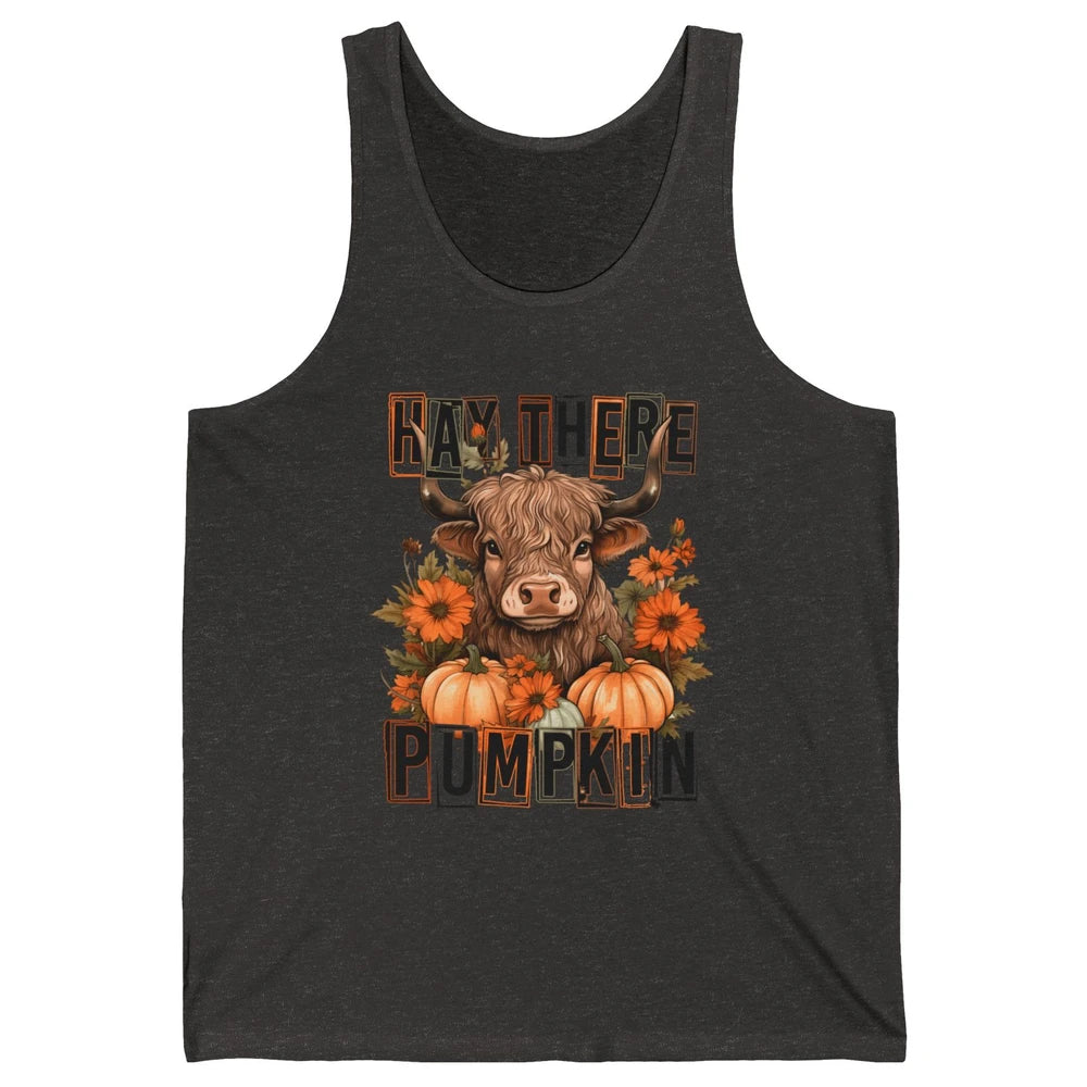 Hay Fall Highland Cow Pumpkin Western Country Farm Autumn Unisex Jersey Tank