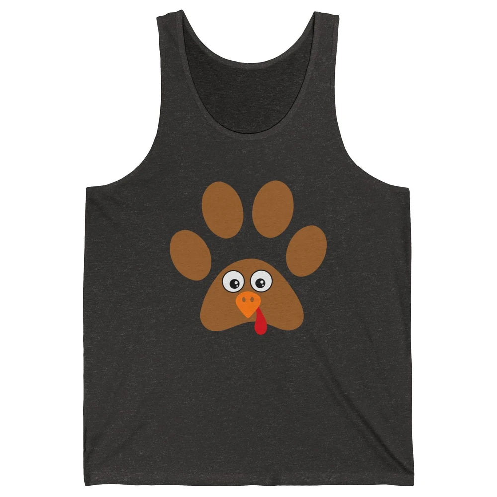 Turkey Pawprint Dog Paw Thanksgiving Cute Puppy Turkey Day Unisex Jersey Tank