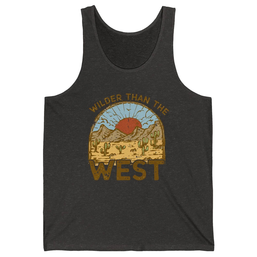Retro Wilder Than The West Western Country Sunset Desert Unisex Jersey Tank