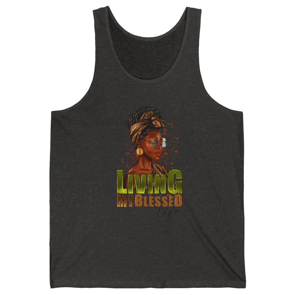 Afro Black Queen Living My Blessed Life Christian Queen Unisex Jersey Tank