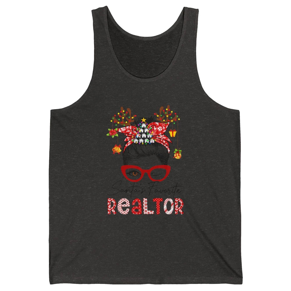 Merry Christmas Xmas Santa Messy Hair Realtor Real Estate Unisex Jersey Tank