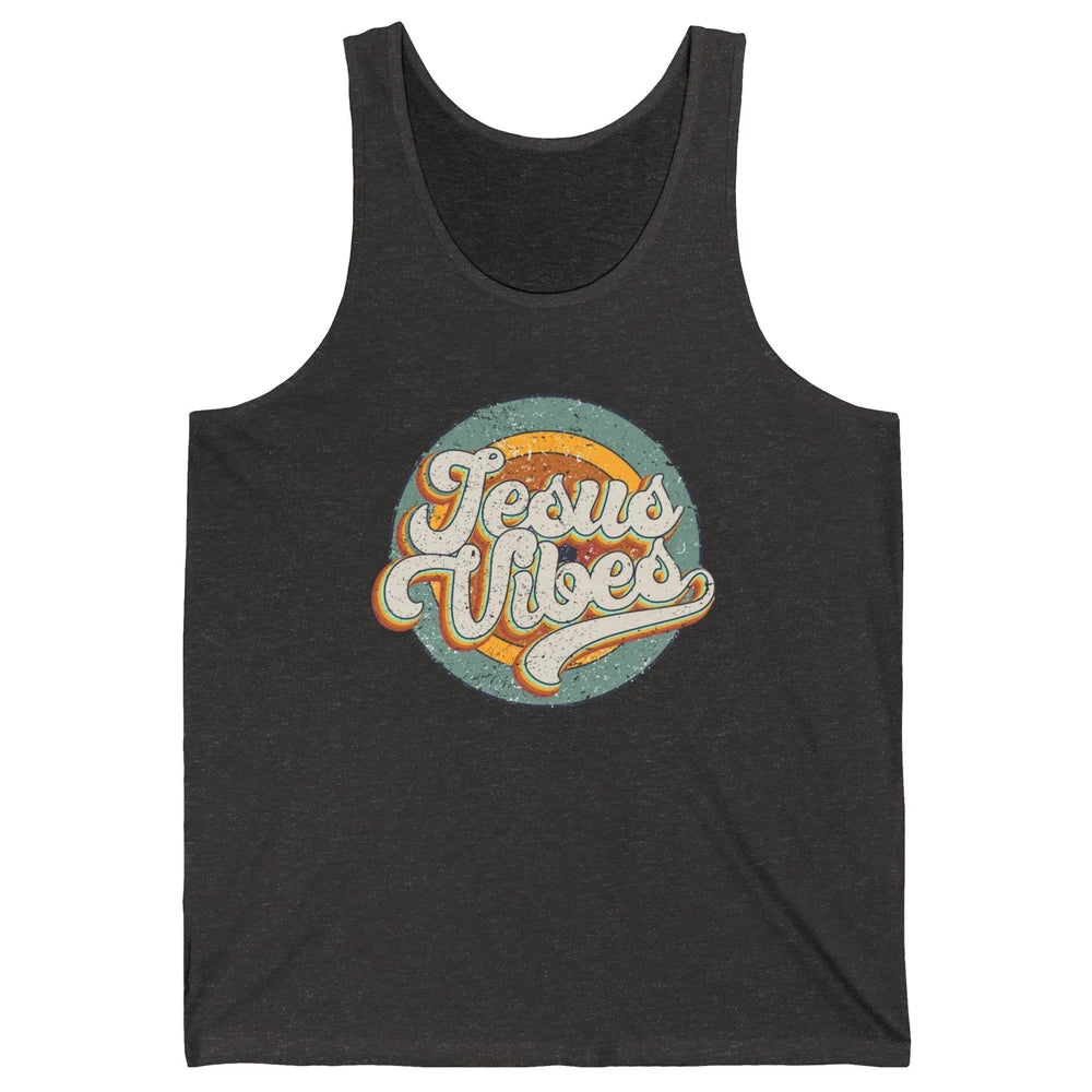 Retro Rainbow Jesus Vibes Bible Verse Christian Religious Unisex Jersey Tank