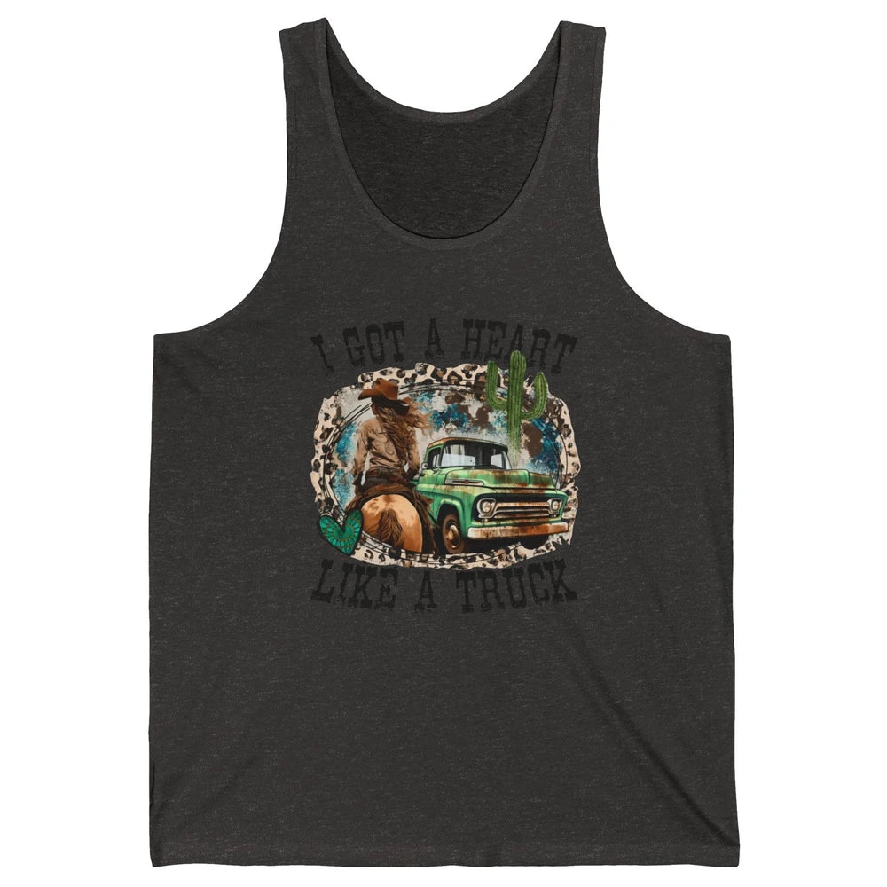 Leopard Cowgirl I Got A Heart Like A Truck Western Country Unisex Jersey Tank