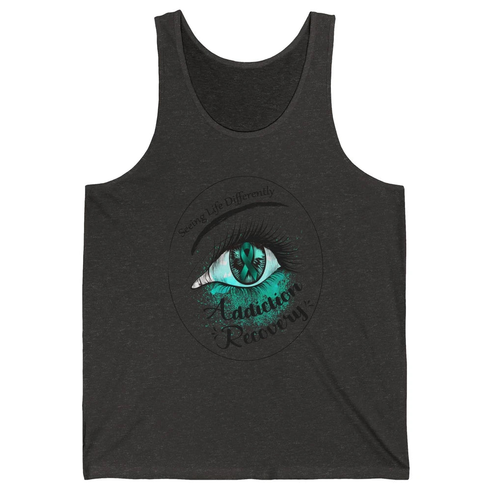 Addiction Awareness Seeing Life Differently Eye Teal Ribbon Unisex Jersey Tank