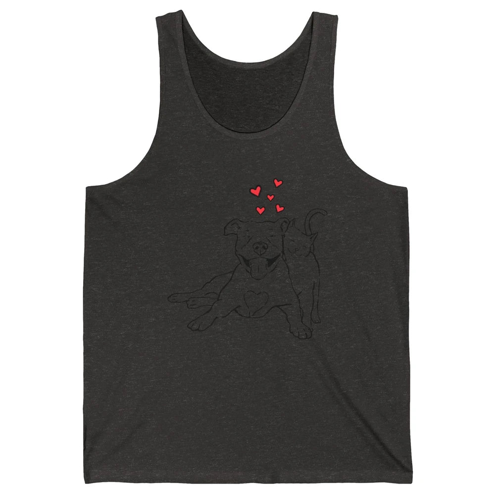 Pittie And Kitty Cute Pitbull Cats And Dogs Lovers Gift Unisex Jersey Tank