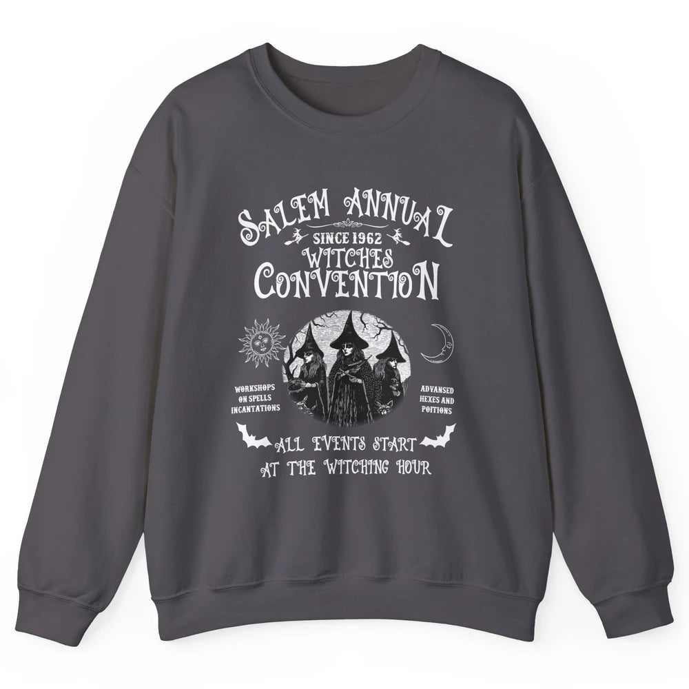 Retro Salem Annual Witches Convention Halloween Witch Magic Unisex Crewneck Sweatshirt