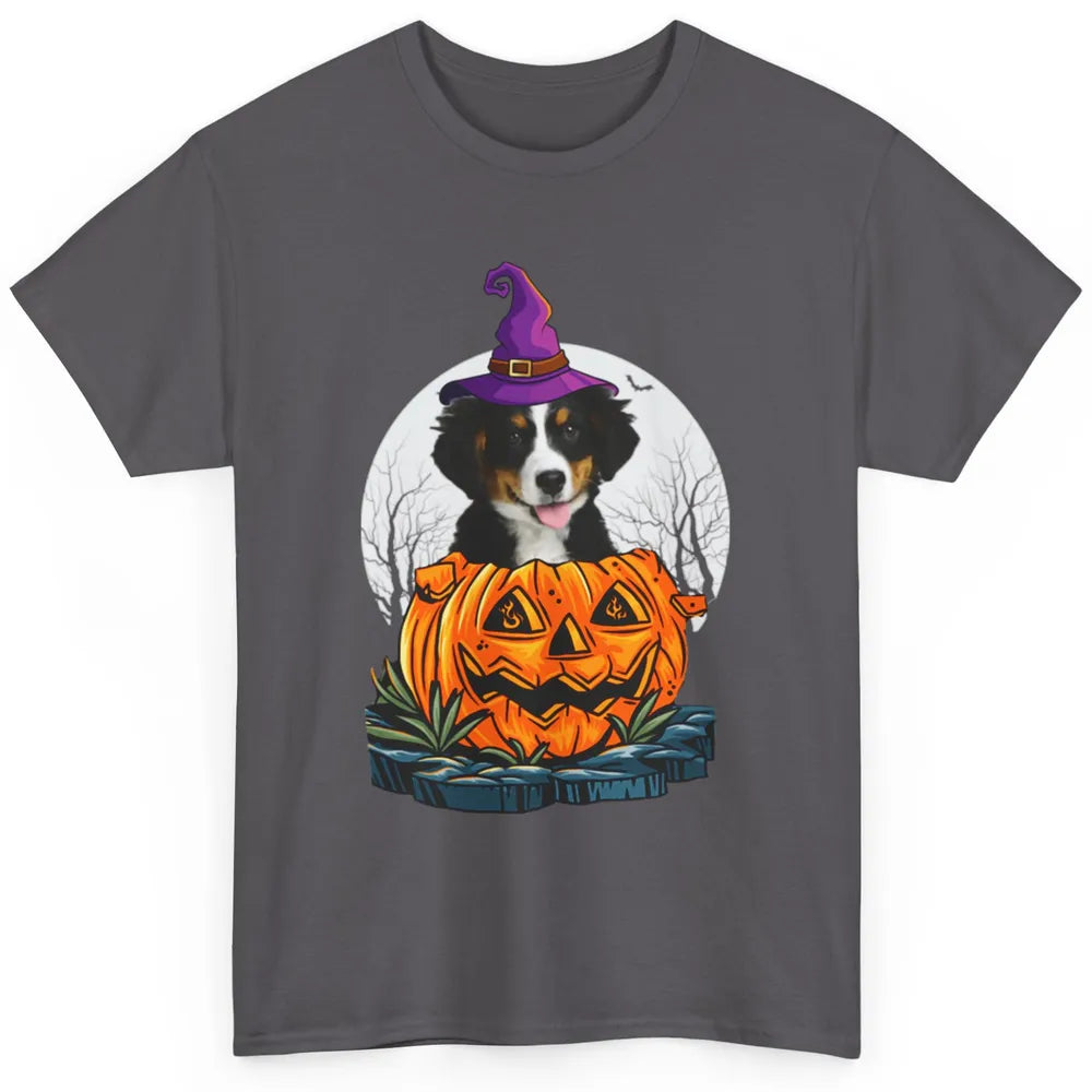 Bernese Mountain Dog Witch Pumpkin Halloween Spooky Season Classic Unisex T-Shirt